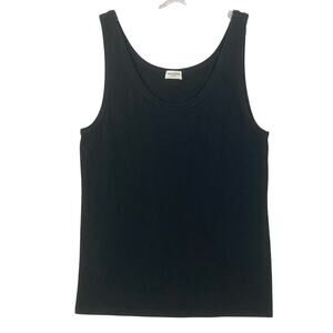 SAINT LAURENT PARIS Tank Top Mens XL 2019 Black Distressed Notch Cotton